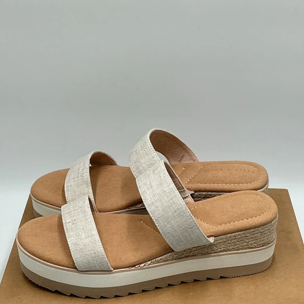 Kelly & Katie Tiama Sandals Women's US 9.5 M Ivory Wedge Heel Slip On Eby4483